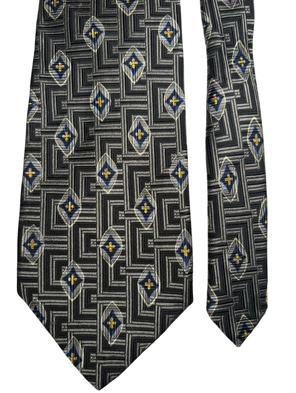 Robert Talbott Silk Black Gray Diamond Motif Jacquard Men's Designer Tie